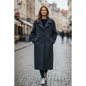 Vintage 1990s Worthington Charcoal Wool Blend Overcoat Pea Coat Size 12